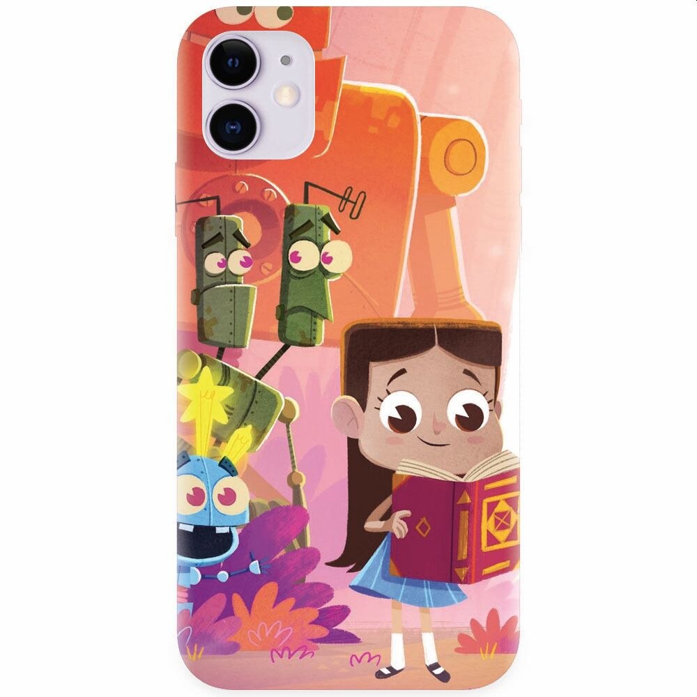Husa silicon pentru Apple Iphone 11, Children Kids Robots Illustration Colorful K