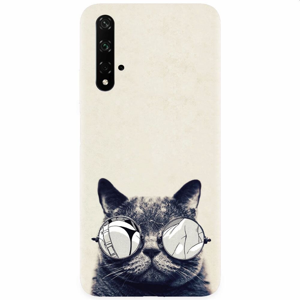 Husa silicon pentru Honor 20, Cool Cat Glasses