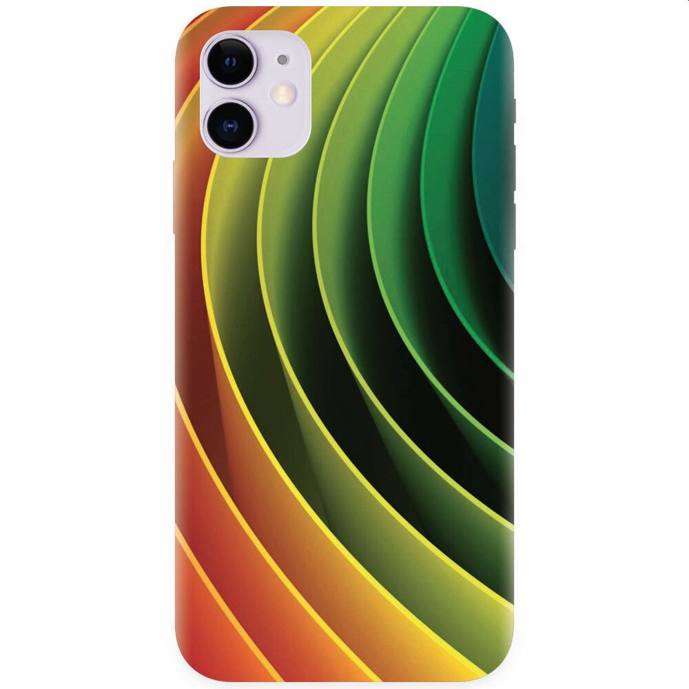 Husa silicon pentru Apple Iphone 11, 3D Multicolor Abstract Lines
