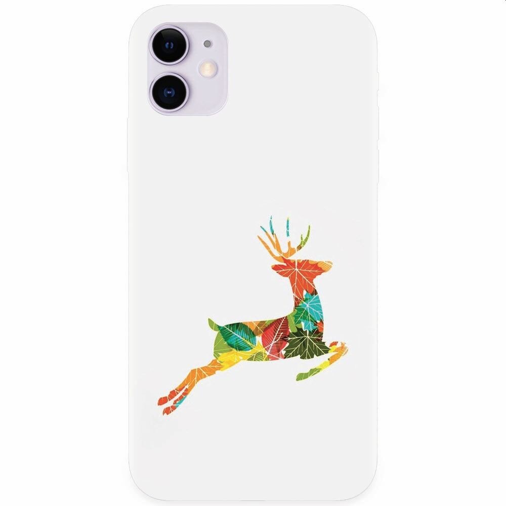 Husa silicon pentru Apple Iphone 11, Colorful Reindeer Jump Illustration
