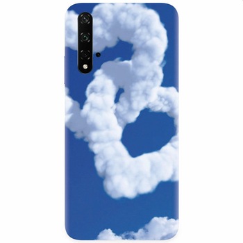 Husa silicon pentru Honor 20, Heart Shaped Clouds Blue Sky Husa silicon pentru Honor 20, Heart Shaped Clouds Blue Sky