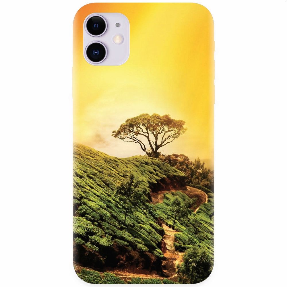 Husa silicon pentru Apple Iphone 11, Hill Top Tree Golden Light