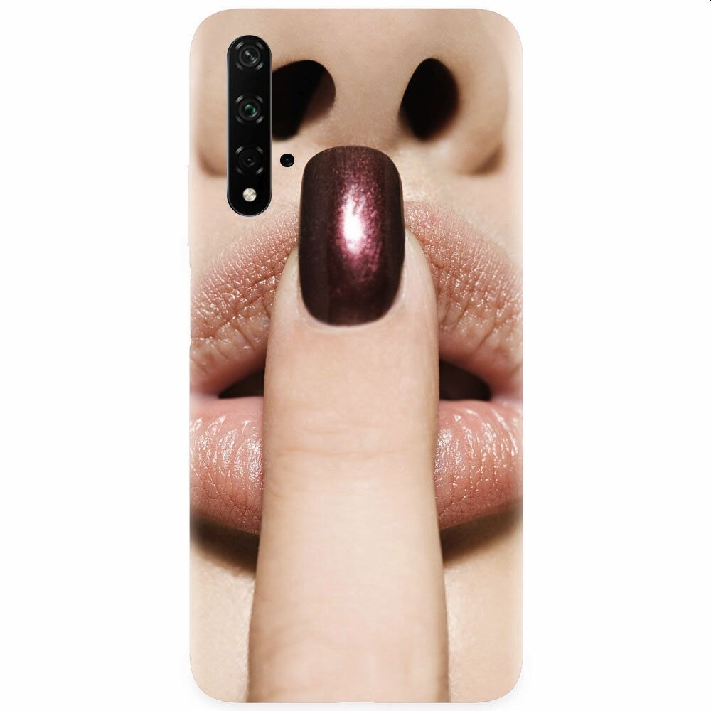 Husa silicon pentru Honor 20, Finger Purple Nailpolish Girl Lips
