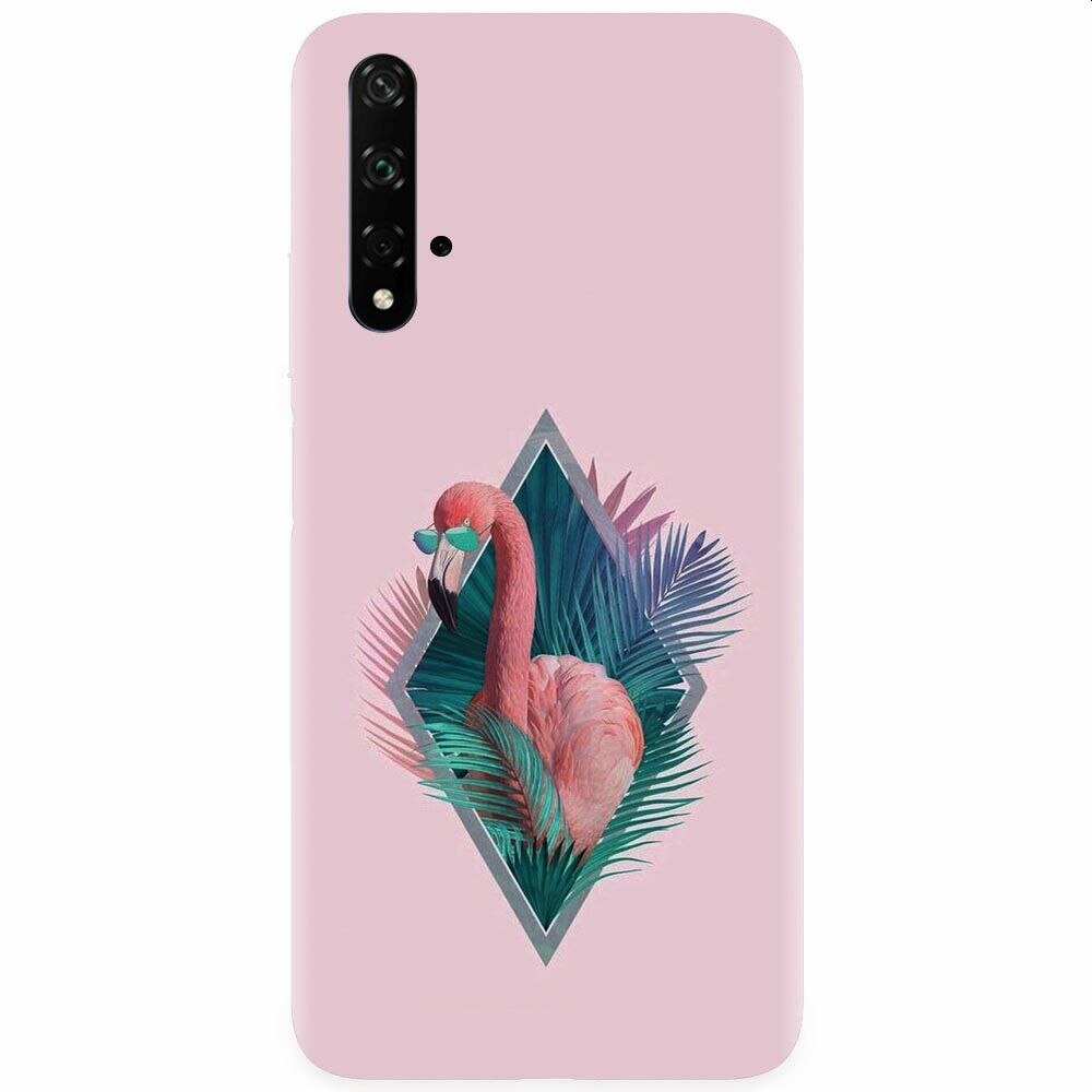 Husa silicon pentru Honor 20, Flamingo With Sunglass
