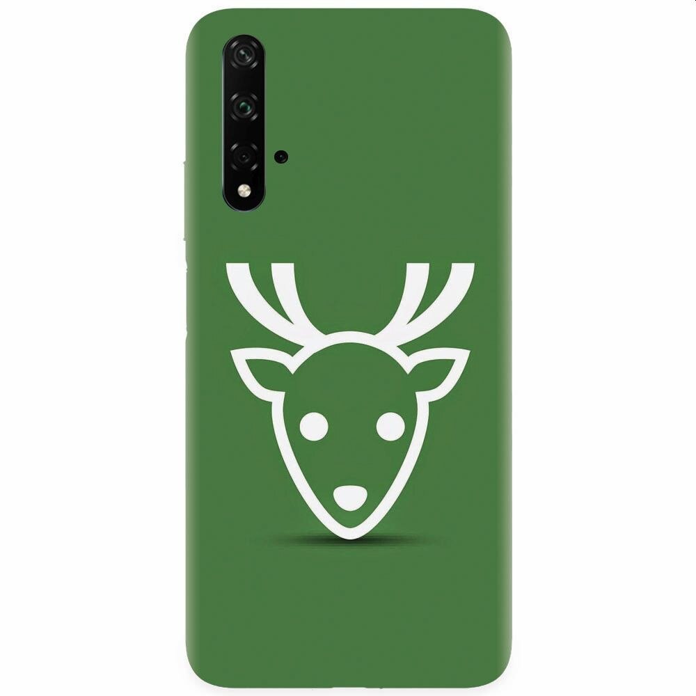 Husa silicon pentru Honor 20, Minimal Reindeer Illustration Green