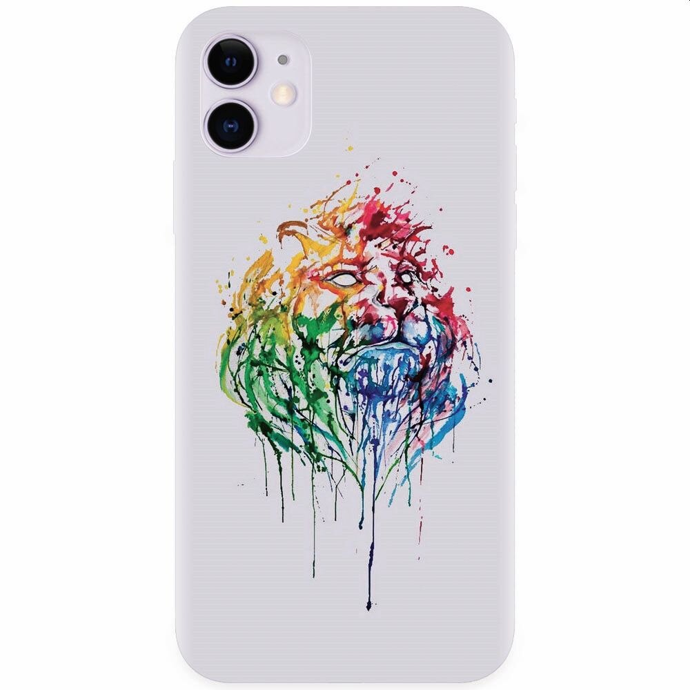 Husa silicon pentru Apple Iphone 11, Paint Illustration Lion Head