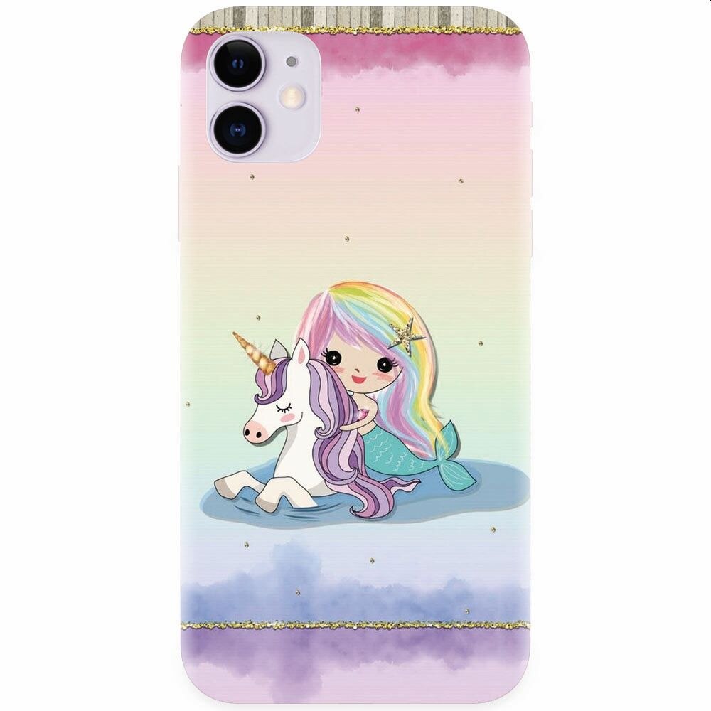 Husa silicon pentru Apple Iphone 11, Mermaid Unicorn Play