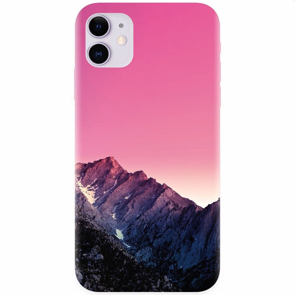 Husa silicon pentru Apple Iphone 11, Mountain Peak Pink Gradient Effect