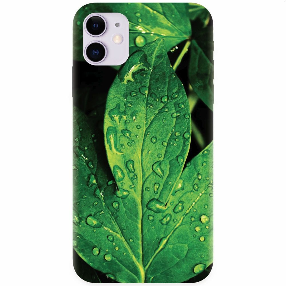 Husa silicon pentru Apple Iphone 11, Leaves And Dew