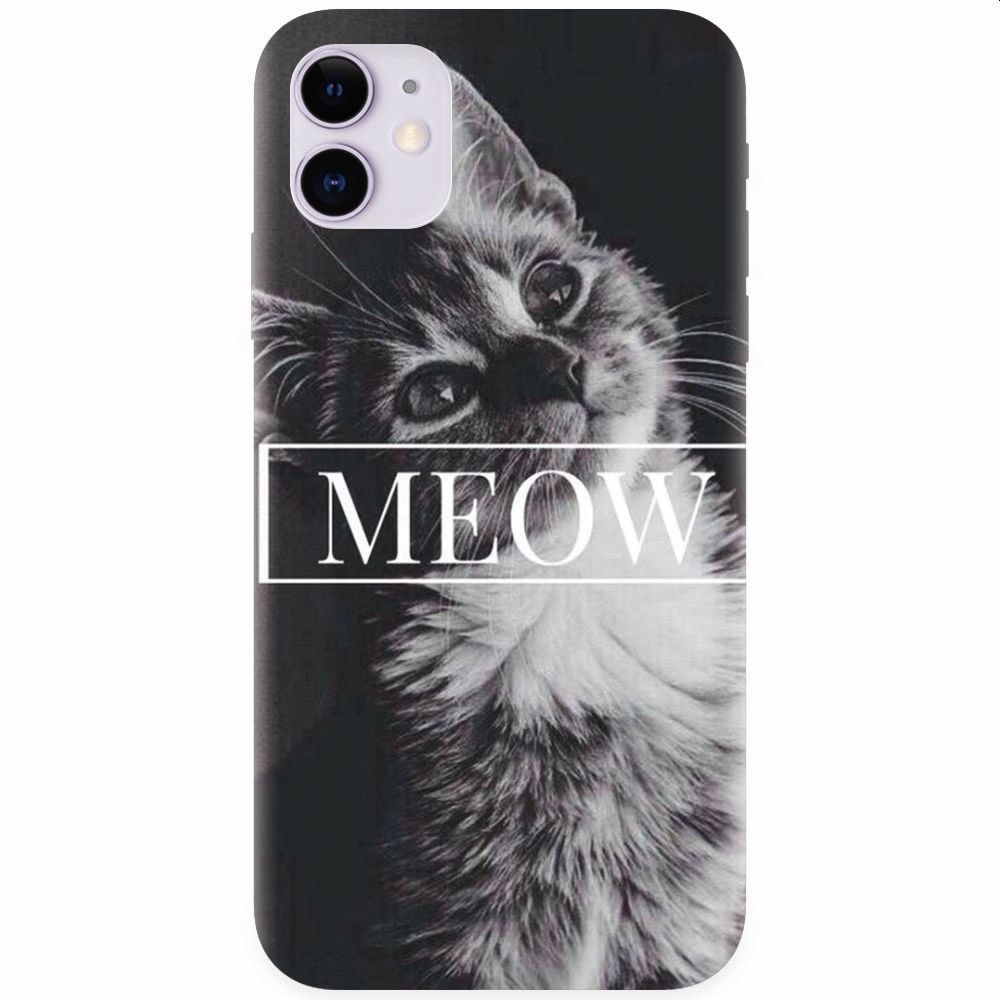 Husa silicon pentru Apple Iphone 11, Meow Cute Cat