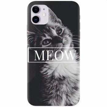 Husa silicon pentru Apple Iphone 11, Meow Cute Cat Husa silicon pentru Apple Iphone 11, Meow Cute Cat