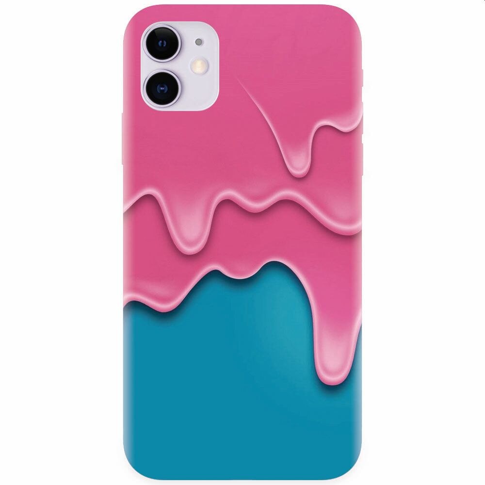 Husa silicon pentru Apple Iphone 11, Pink Liquid Dripping