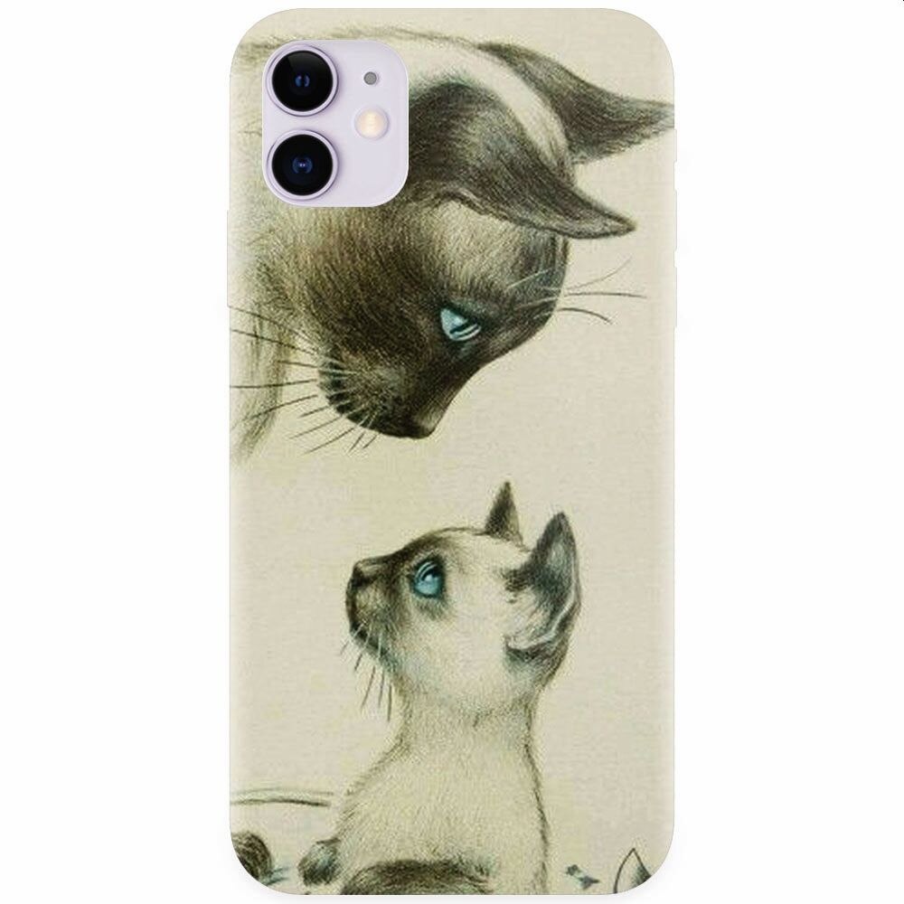 Husa silicon pentru Apple Iphone 11, Little Cat