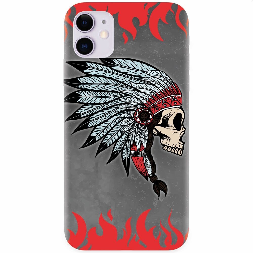 Husa silicon pentru Apple Iphone 11, Indian Skull