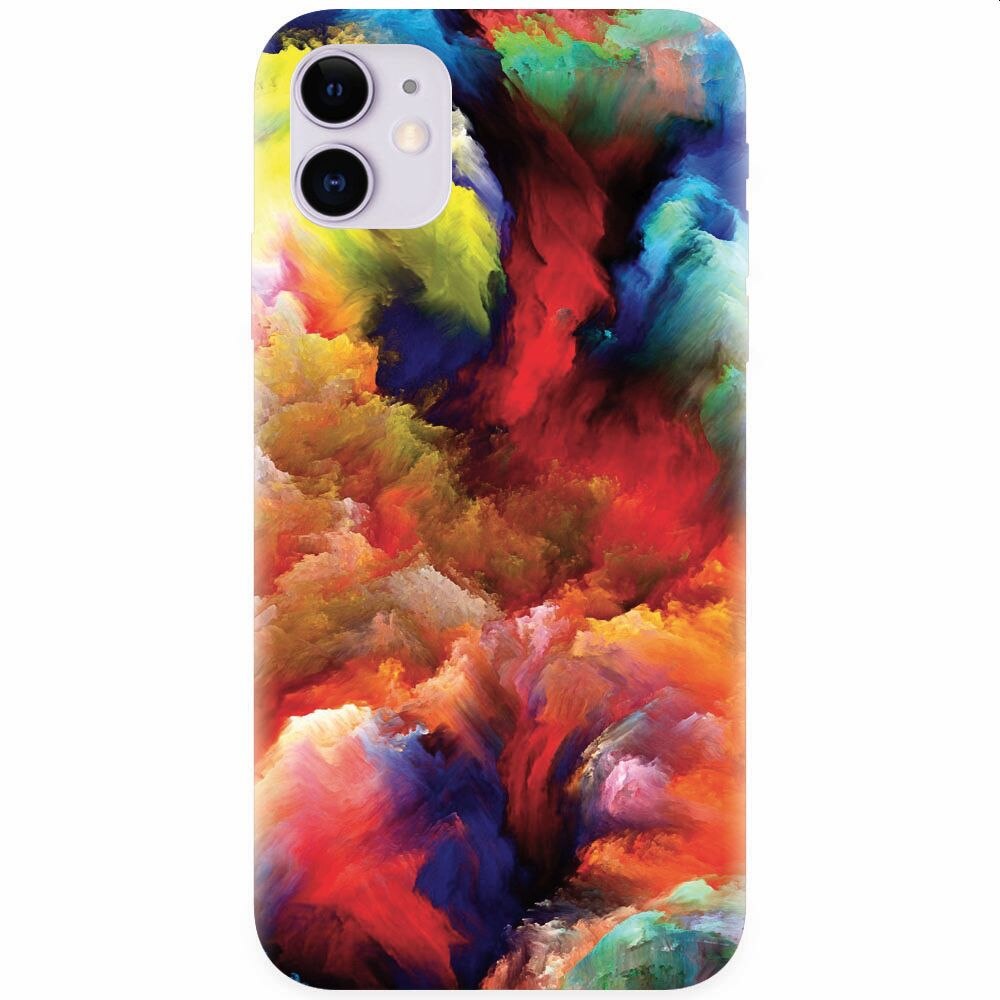 Husa silicon pentru Apple Iphone 11, Oil Painting Colorful Strokes