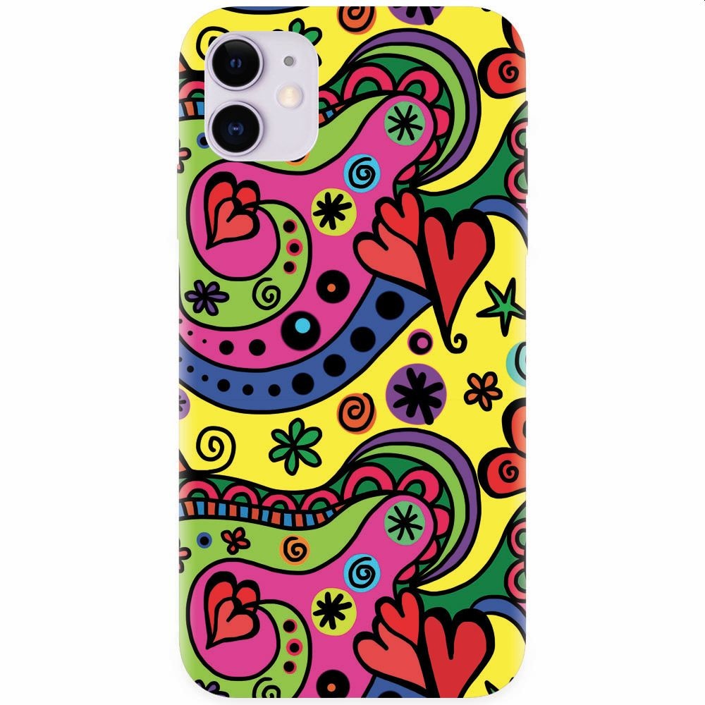 Husa silicon pentru Apple Iphone 11, Heart Color