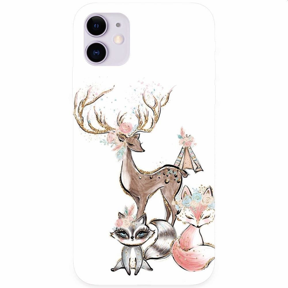 Husa silicon pentru Apple Iphone 11, Foxs And Deer