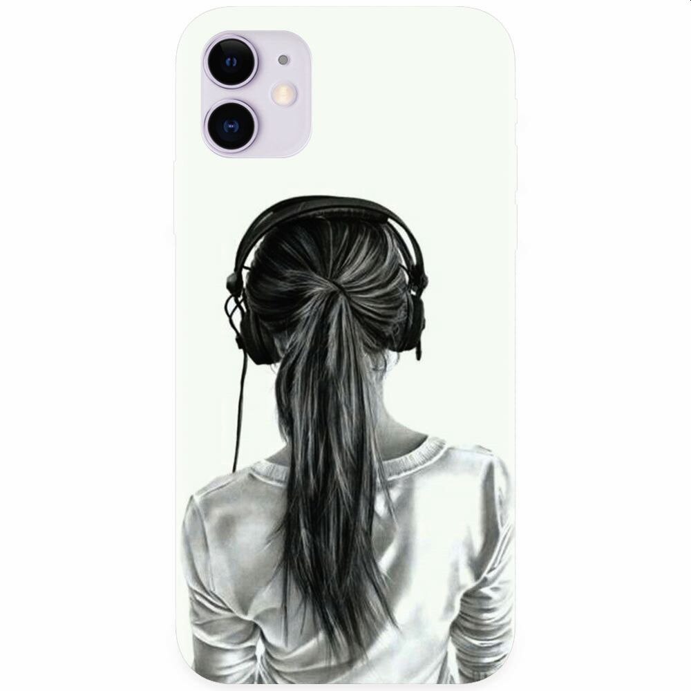 Husa silicon pentru Apple Iphone 11, Girl With Headphone