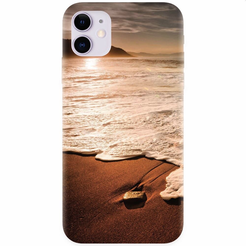Husa silicon pentru Apple Iphone 11, Sunset Foamy Beach Wave
