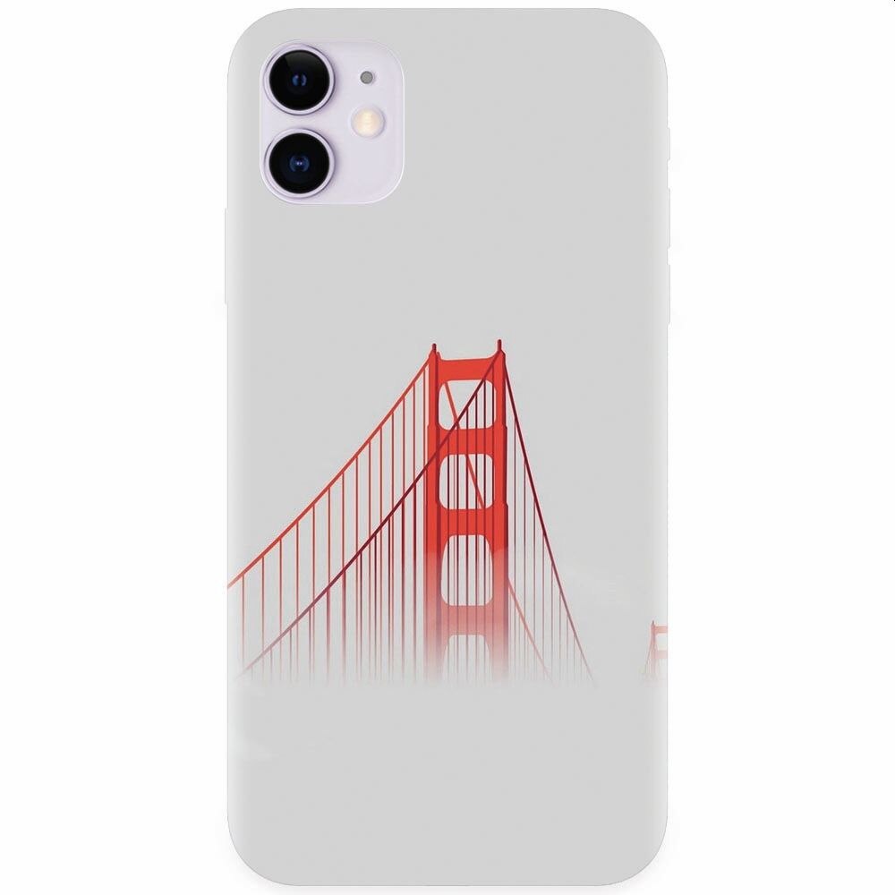 Husa silicon pentru Apple Iphone 11, Red Bridge In Clouds