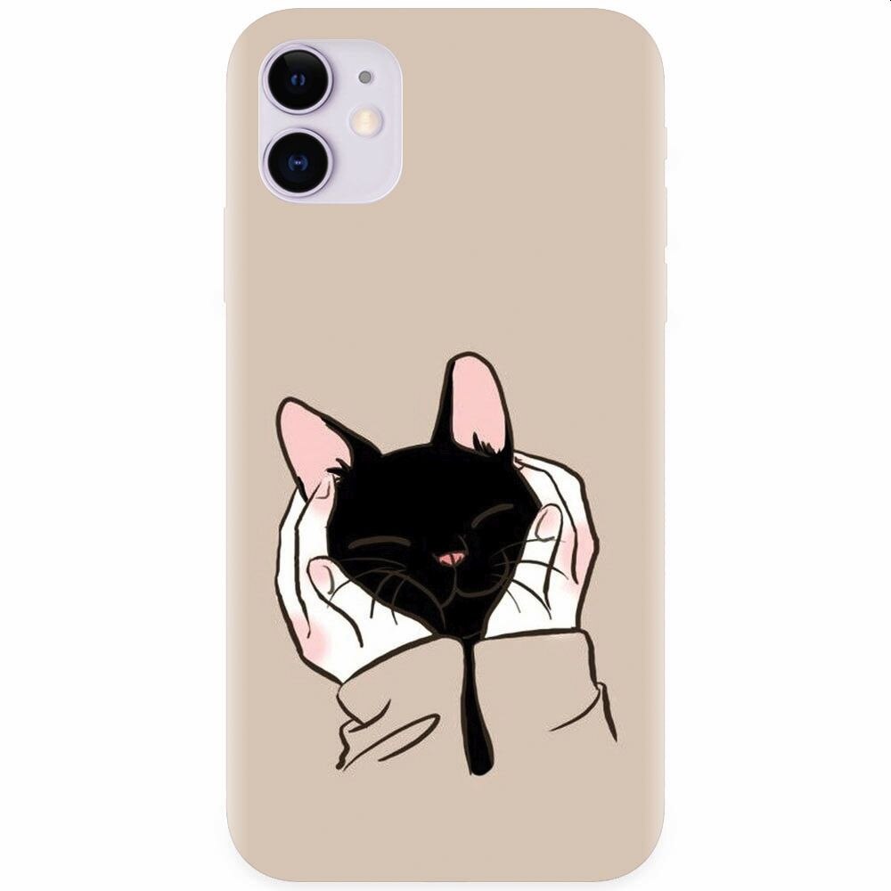 Husa silicon pentru Apple Iphone 11, Th Black Cat In Hands
