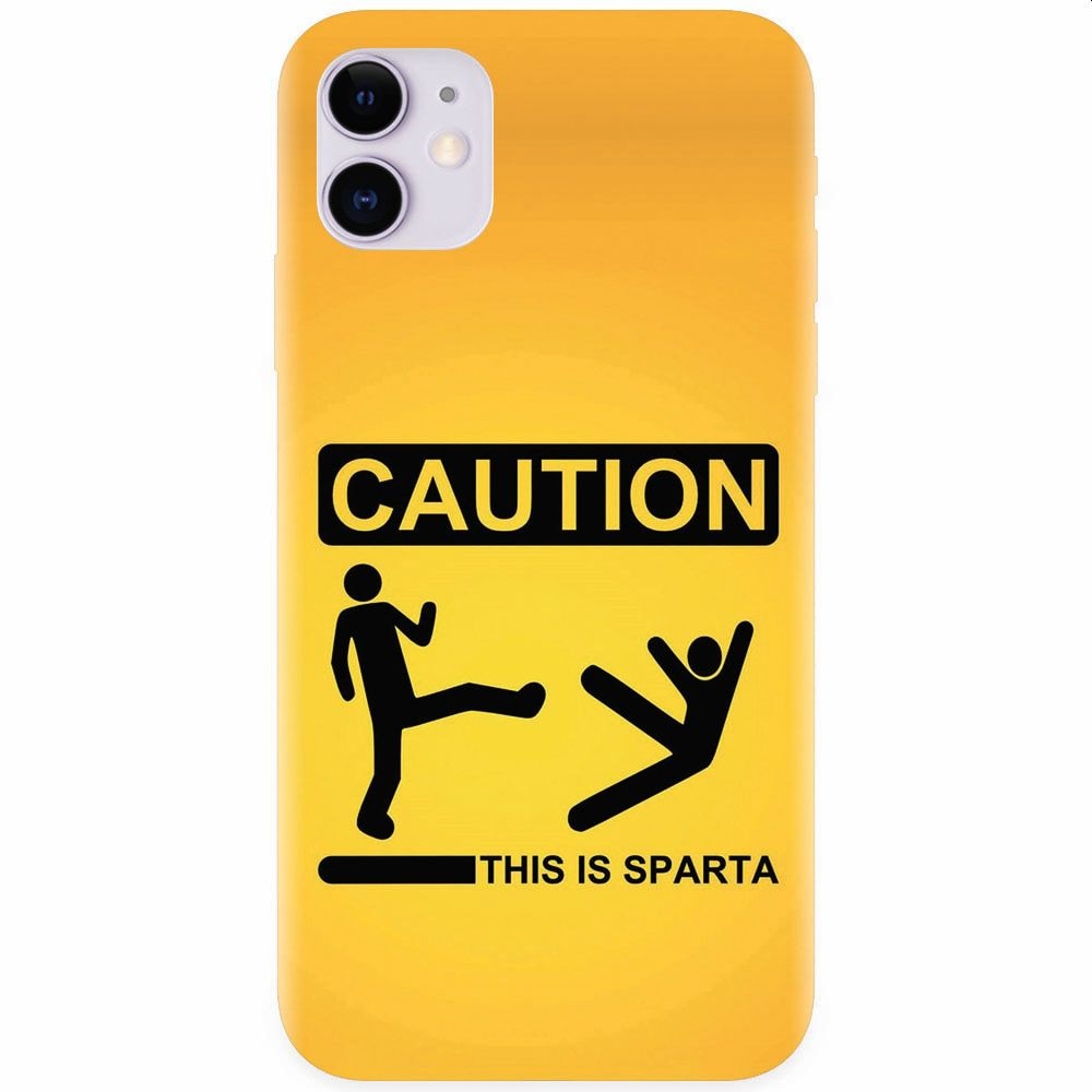 Husa silicon pentru Apple Iphone 11, This Is Sparta Funny Illustration