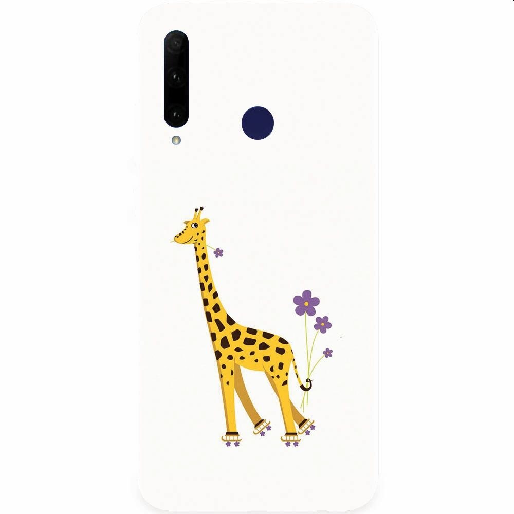 Husa silicon pentru Honor 20 Lite, Rollerskating Girafe Illustration