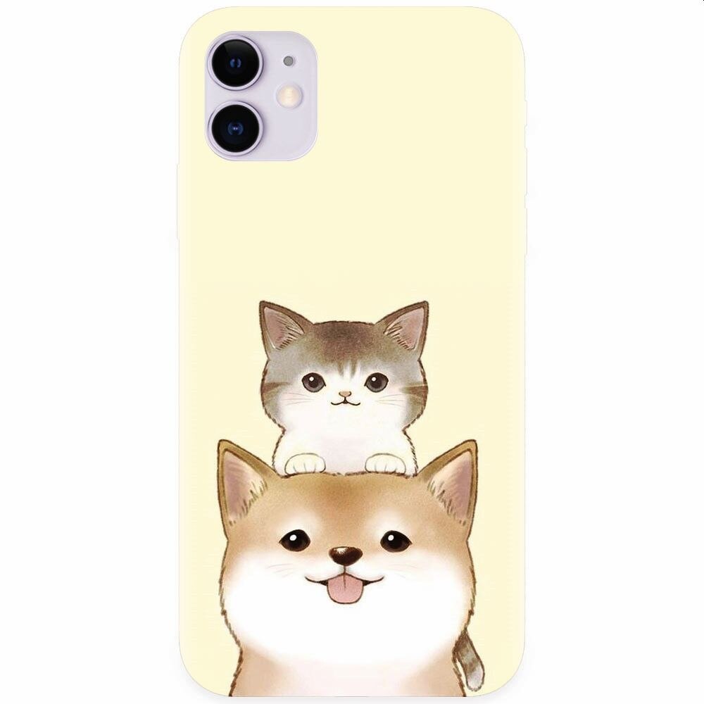 Husa silicon pentru Apple Iphone 11, Two Cat