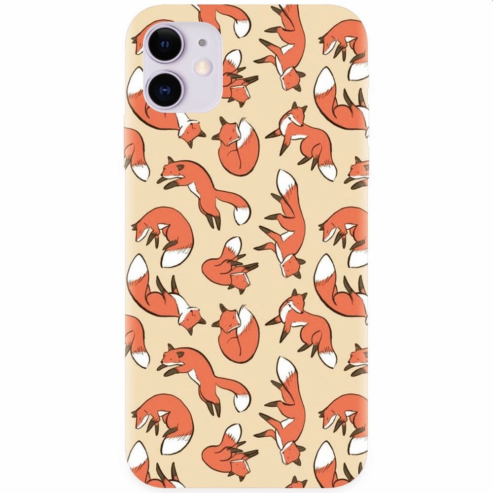 Husa silicon pentru Apple Iphone 11, Red Foxes