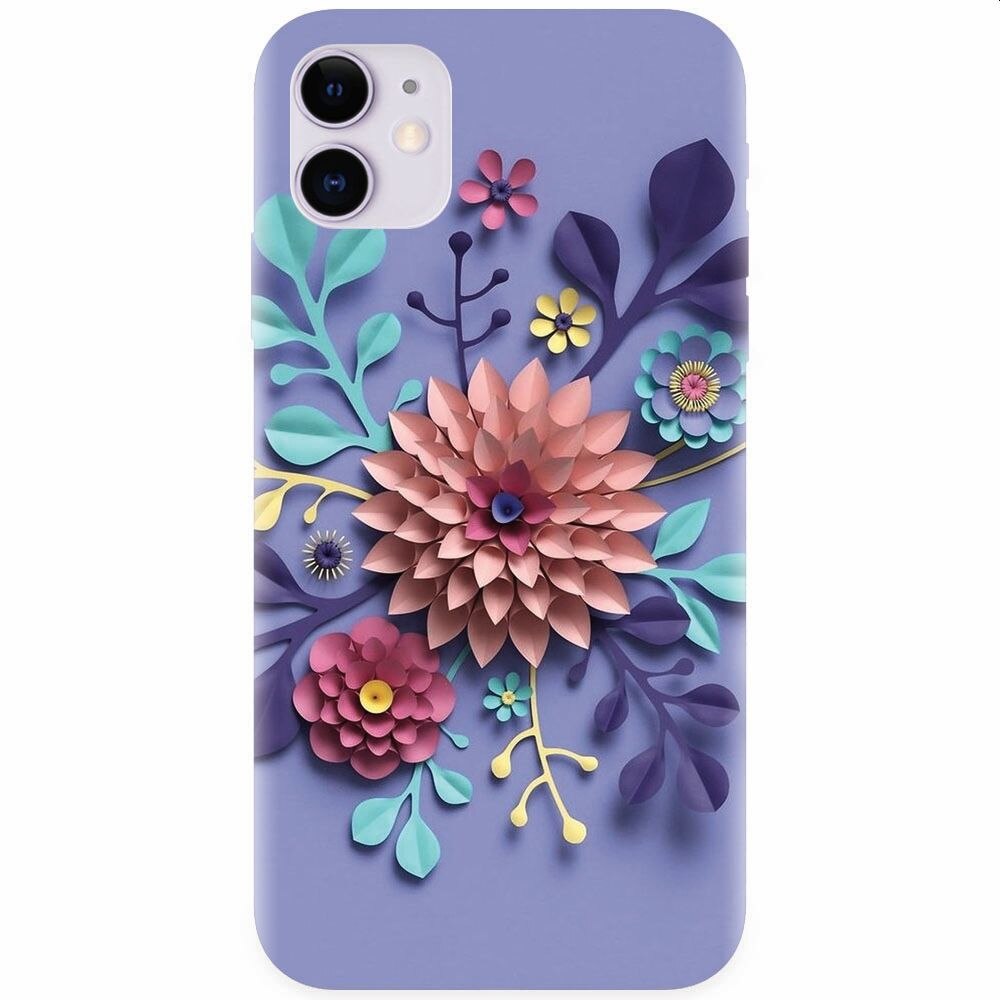 Husa silicon pentru Apple Iphone 11, Flower Artwork