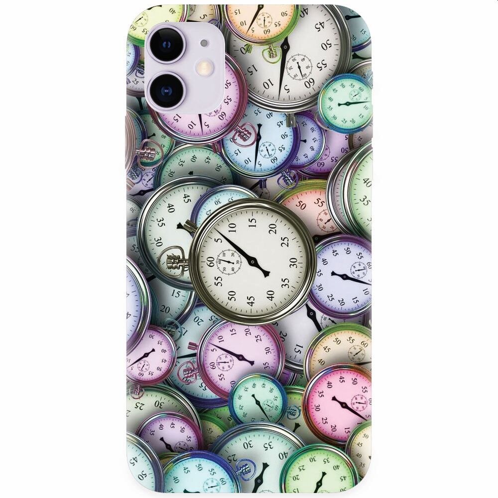 Husa silicon pentru Apple Iphone 11, Clocks