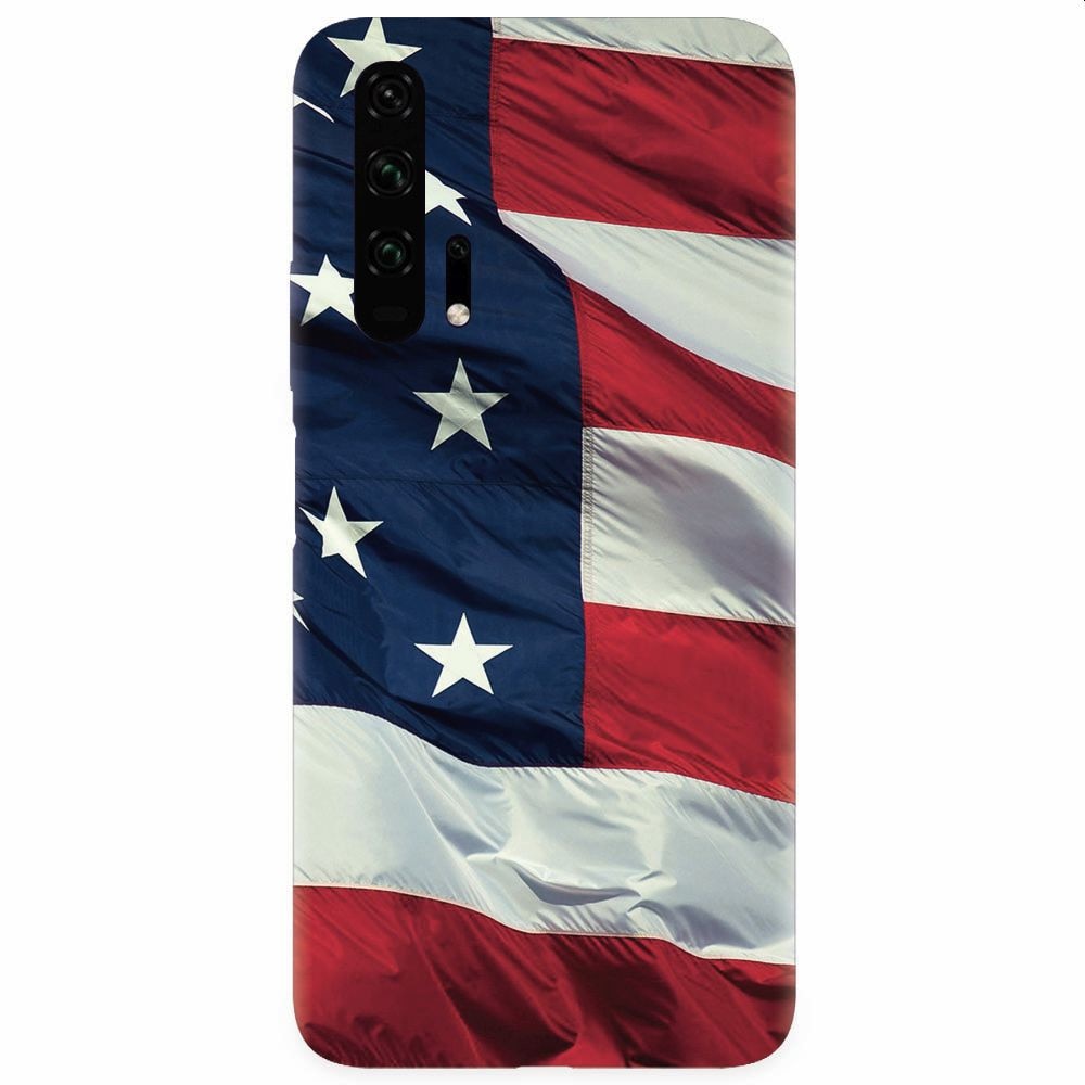 Husa silicon pentru Honor 20 Pro, American Flag Illustration