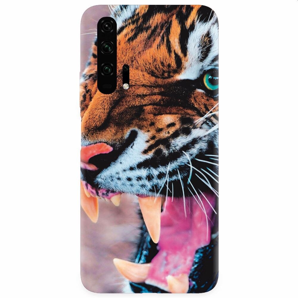 Husa silicon pentru Honor 20 Pro, Angry Tiger Teeth Fresh