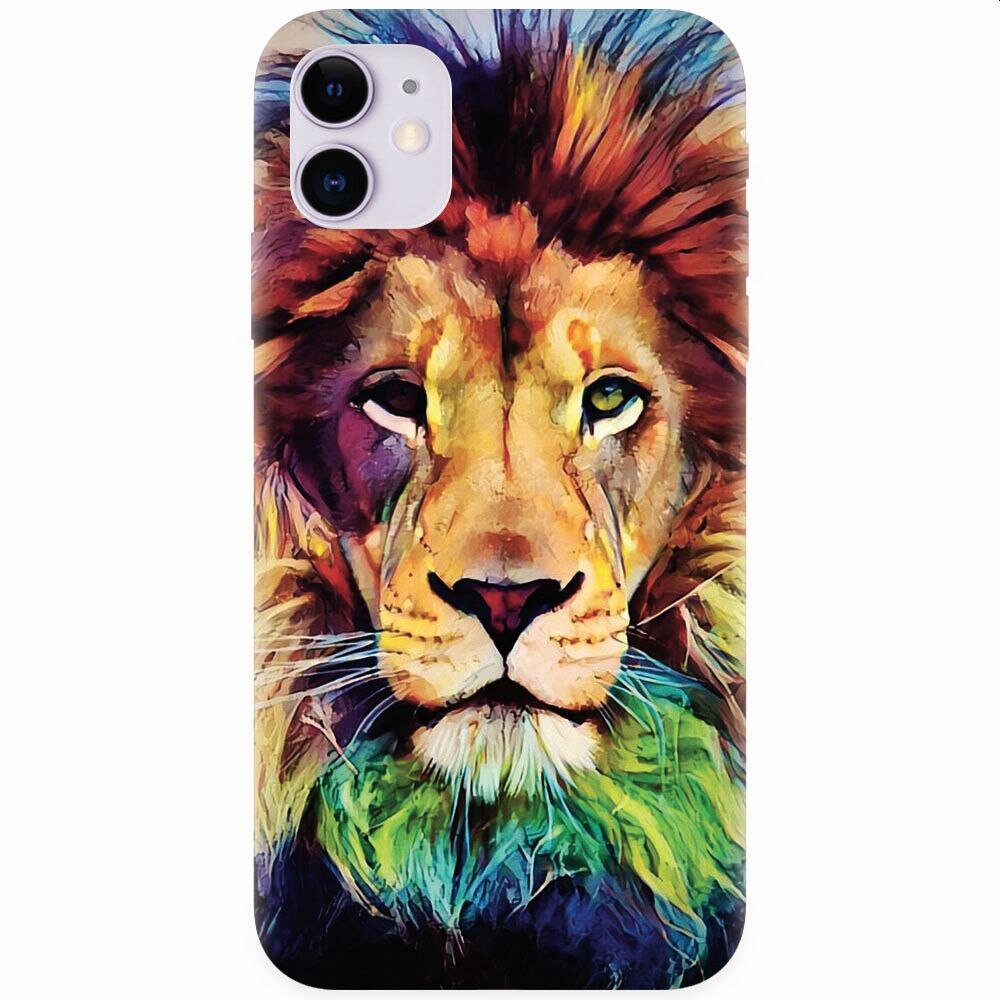 Husa silicon pentru Apple Iphone 11, Colorfull Lion