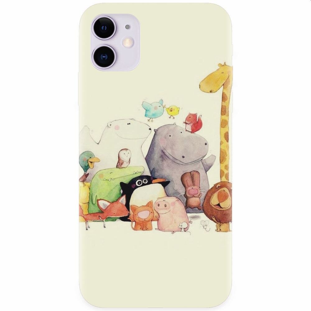 Husa silicon pentru Apple Iphone 11, Cute Cartoon Animals