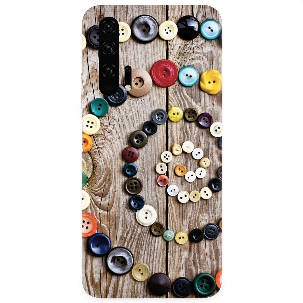 Husa silicon pentru Honor 20 Pro, Colorful Buttons Spiral Wood Deck
