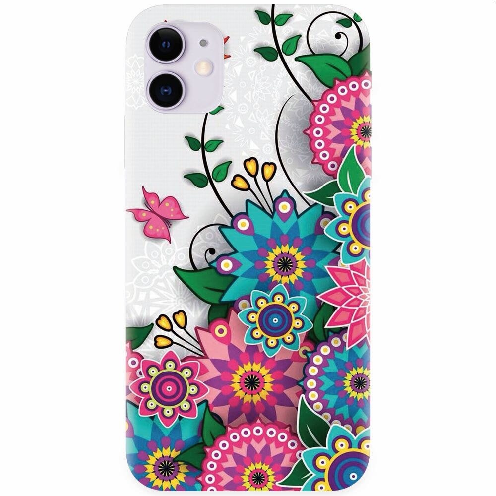 Husa silicon pentru Apple Iphone 11, Mandala Flowers