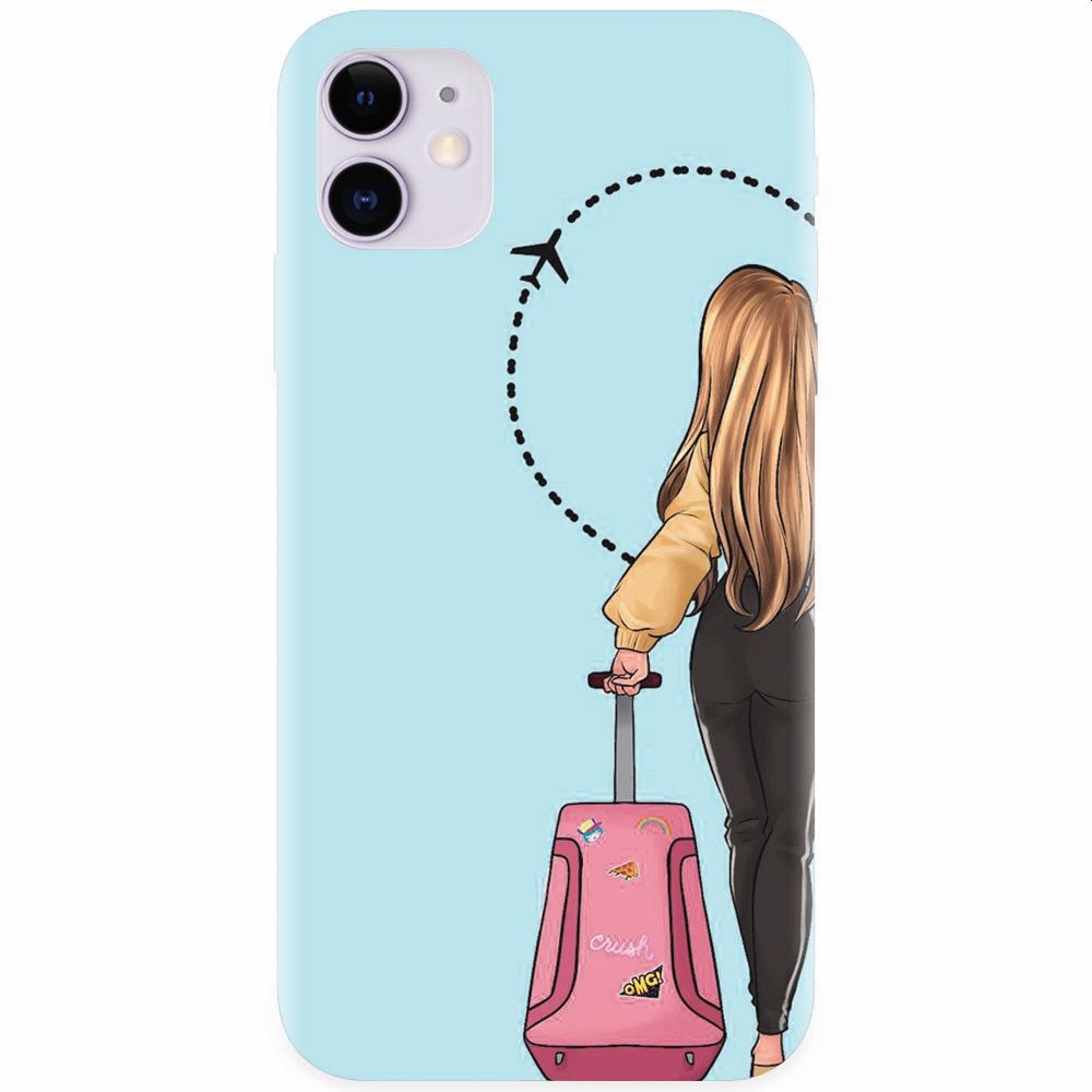Husa silicon pentru Apple Iphone 11, Travel Girl