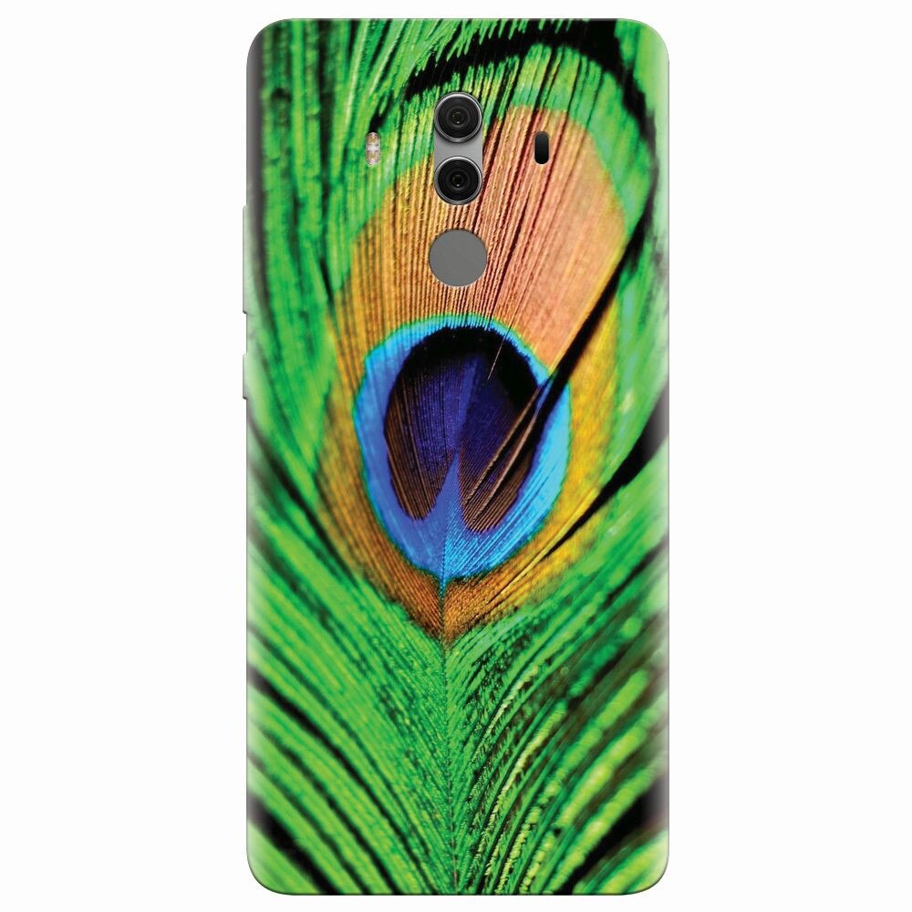 Husa silicon pentru Huawei Mate 10 Pro, Peacock Feather Green Blue