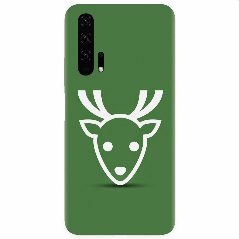 Husa silicon pentru Honor 20 Pro, Minimal Reindeer Illustration Green