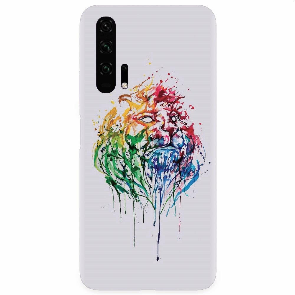 Husa silicon pentru Honor 20 Pro, Paint Illustration Lion Head