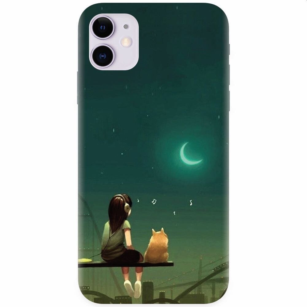 Husa silicon pentru Apple Iphone 11, Cat And Girl