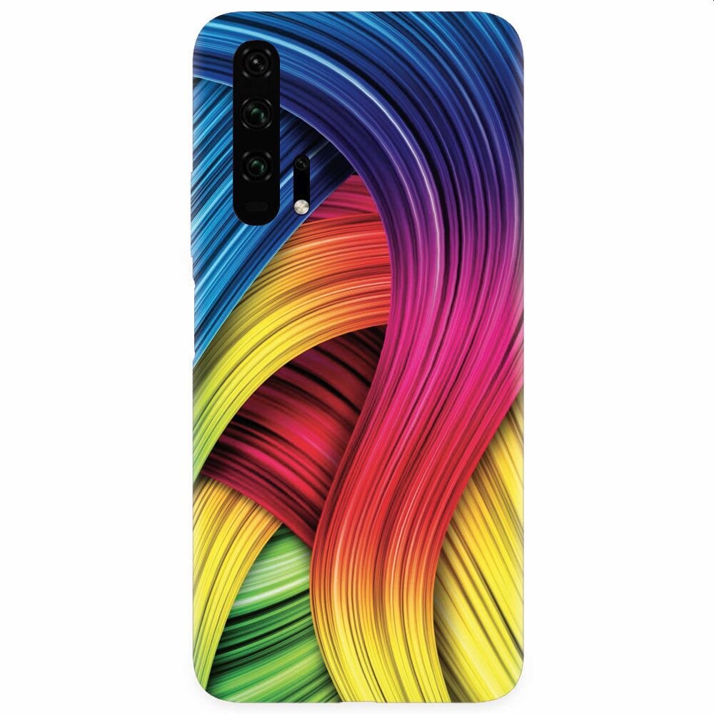 Husa silicon pentru Honor 20 Pro, Curly Colorful Rainbow Lines Illustration