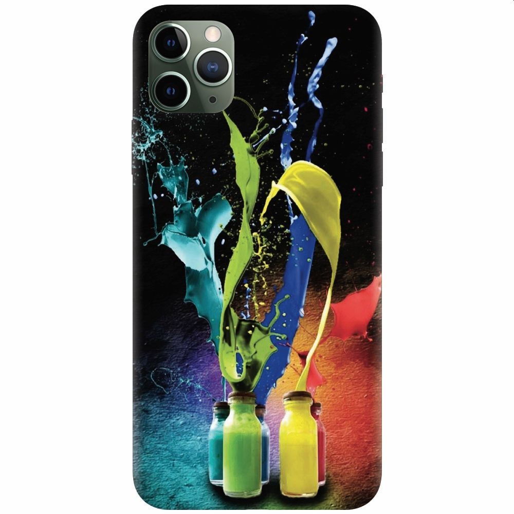 Husa silicon pentru Apple Iphone 11 Pro, Abstract Color Bottles Splash