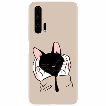 Husa silicon pentru Honor 20 Pro, Th Black Cat In Hands Husa silicon pentru Honor 20 Pro, Th Black Cat In Hands