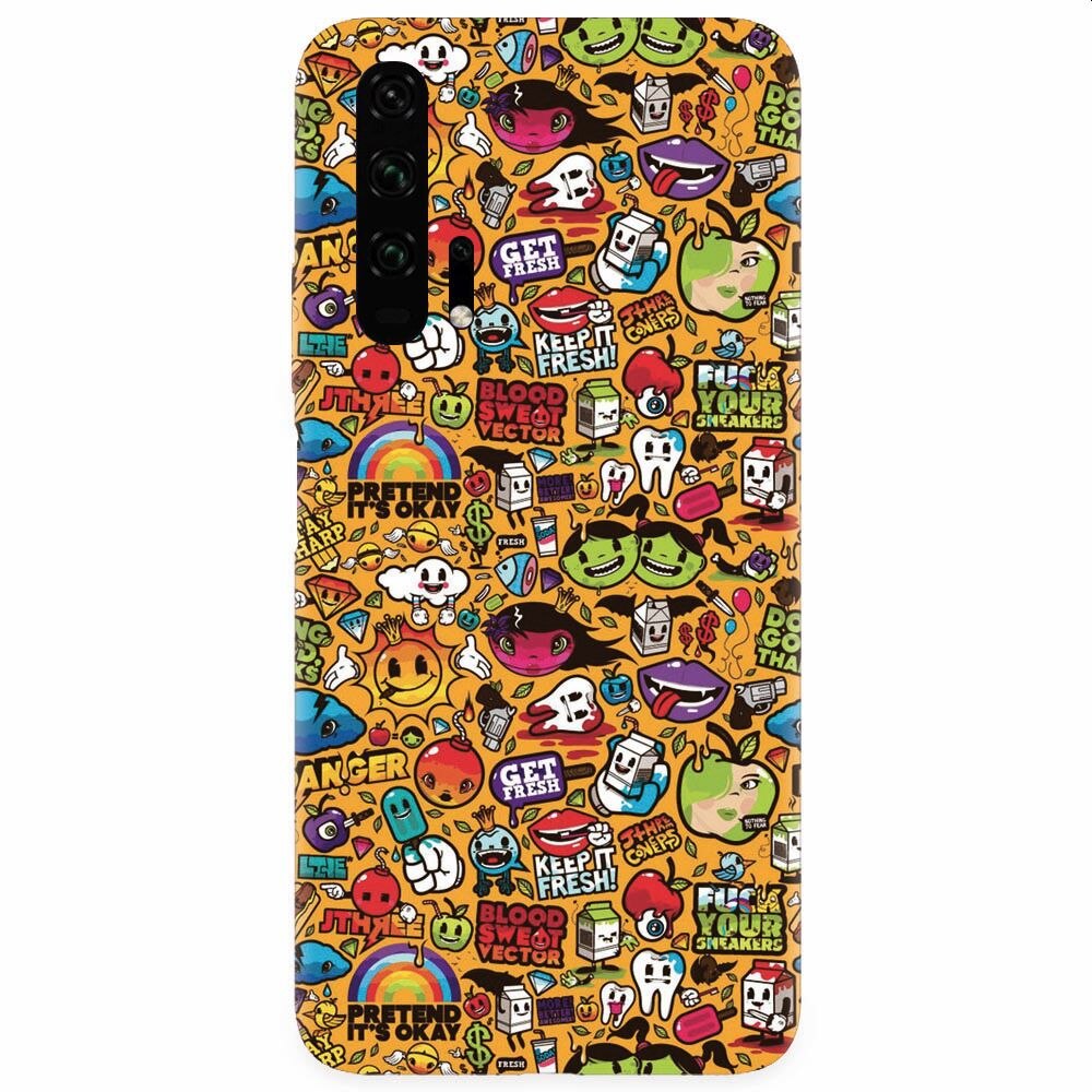 Husa silicon pentru Honor 20 Pro, Colorful Sticker Illustrations