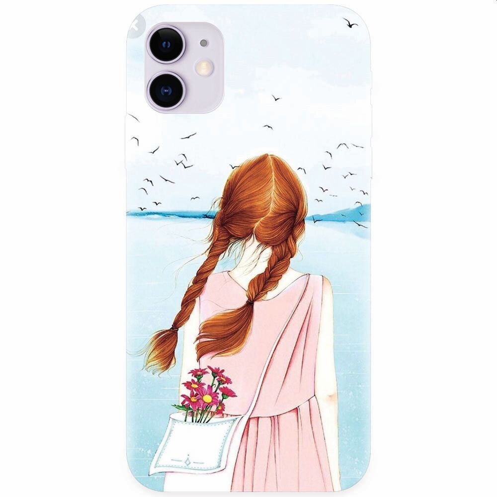 Husa silicon pentru Apple Iphone 11, Girl And Birds