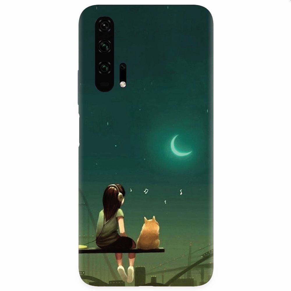 Husa silicon pentru Honor 20 Pro, Cat And Girl