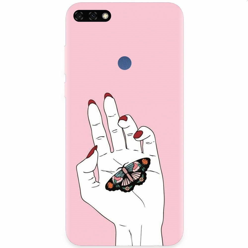 Husa silicon pentru Honor 7C, Butterfly In Hand