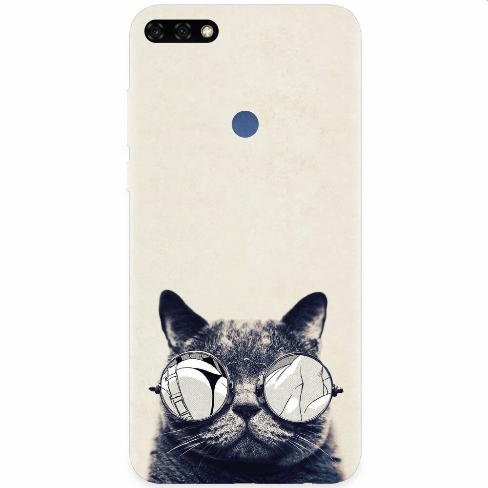 Husa silicon pentru Honor 7C, Cool Cat Glasses